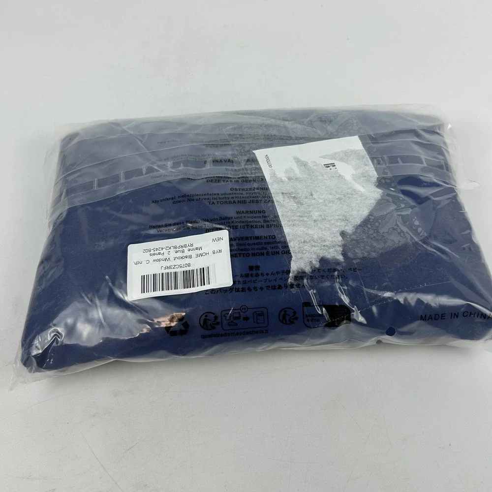 RYB Home 42 X‎ 45 inch Window Curtains Marine Blue Two Panels For Living Room
